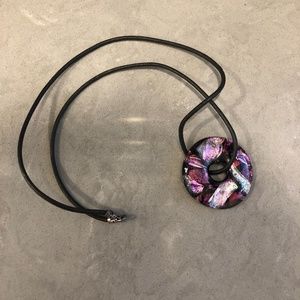 Glass Donut Pendant Necklace